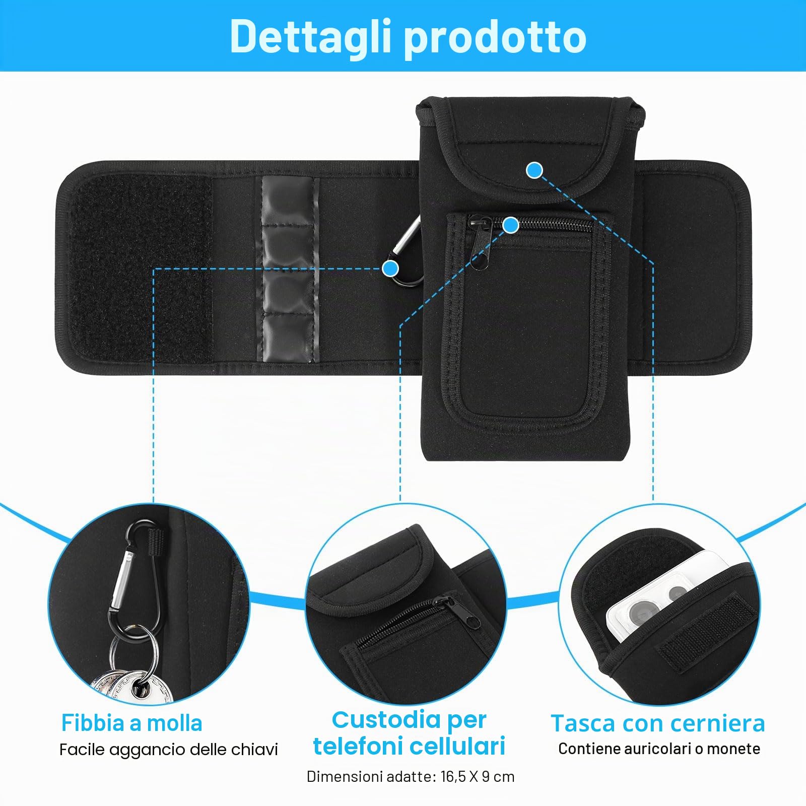 prota Magnetico Fitness Borsa, Borsa Magnetica per Accessori Palestra, Accessori Palestra Borsa da Palestra Magnetica per Palestra per Borracce Cellulari Chiavi
