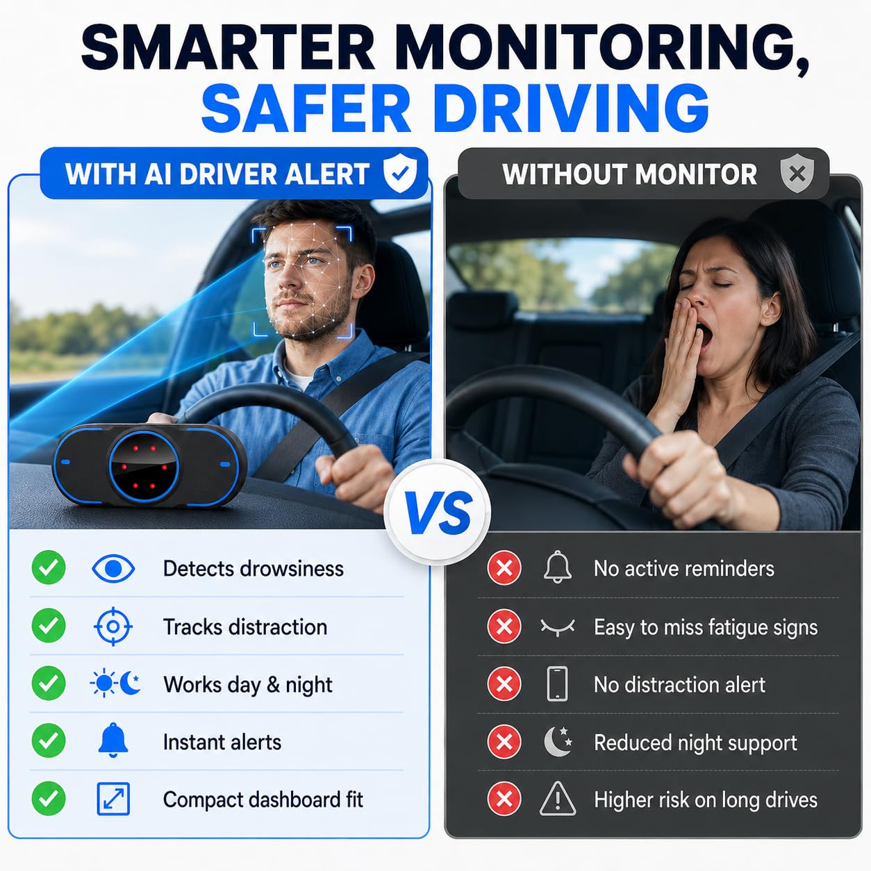 Alarma De Fatiga Del Conductor, Alarma Antisueño Para Conductores Con Captura Facial En Tiempo Real, Función De Recordatorio Continuo, Detección De Pupila, Rostro Y Movimiento Para Conducción De