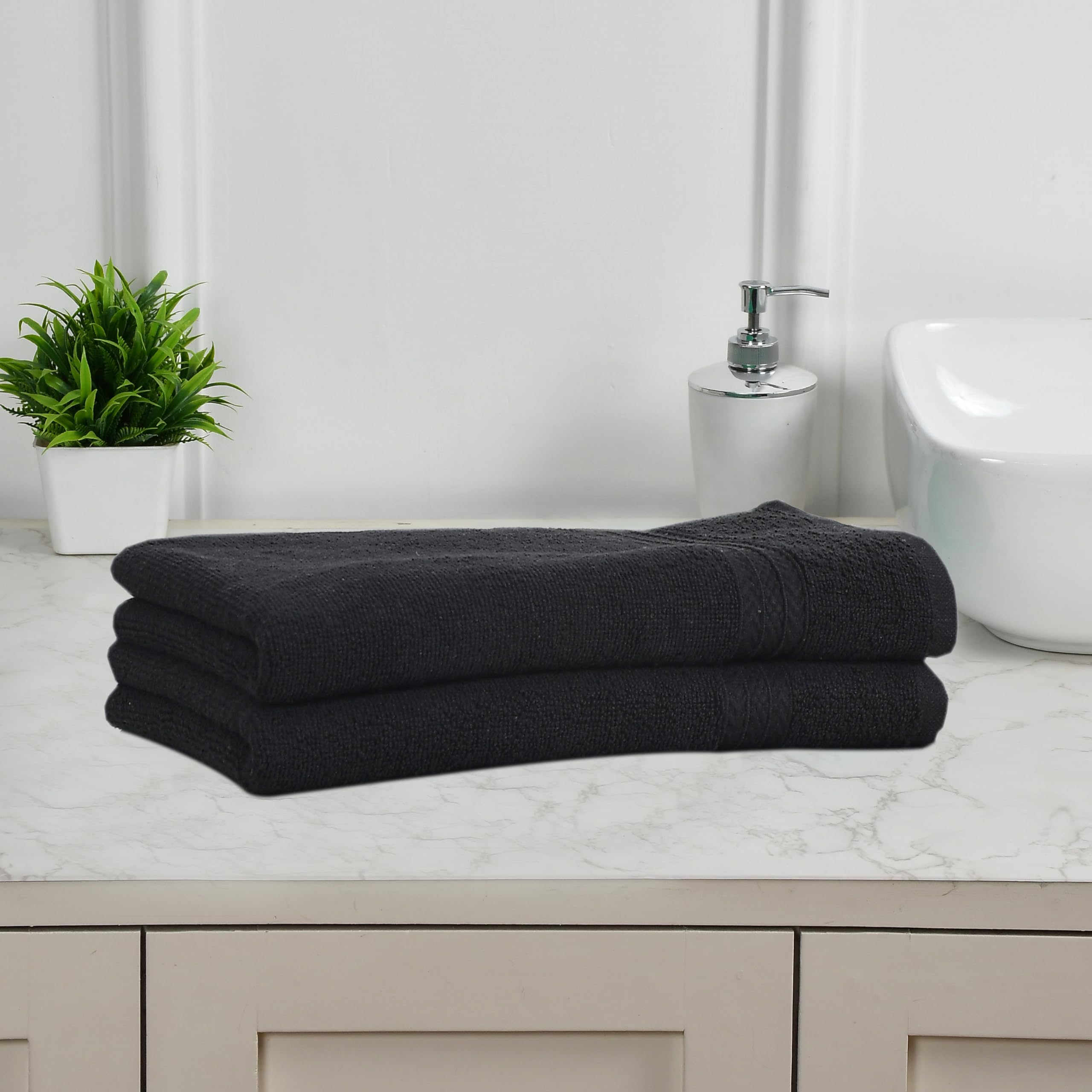 FRESH FROM LOOM: Fur Collection 2pc Hand Towel Napkin Set - Premium Cotton, 500 GSM, Double Stitched, High Absorbent, Size - 16x24 Inch, Black-image-18
