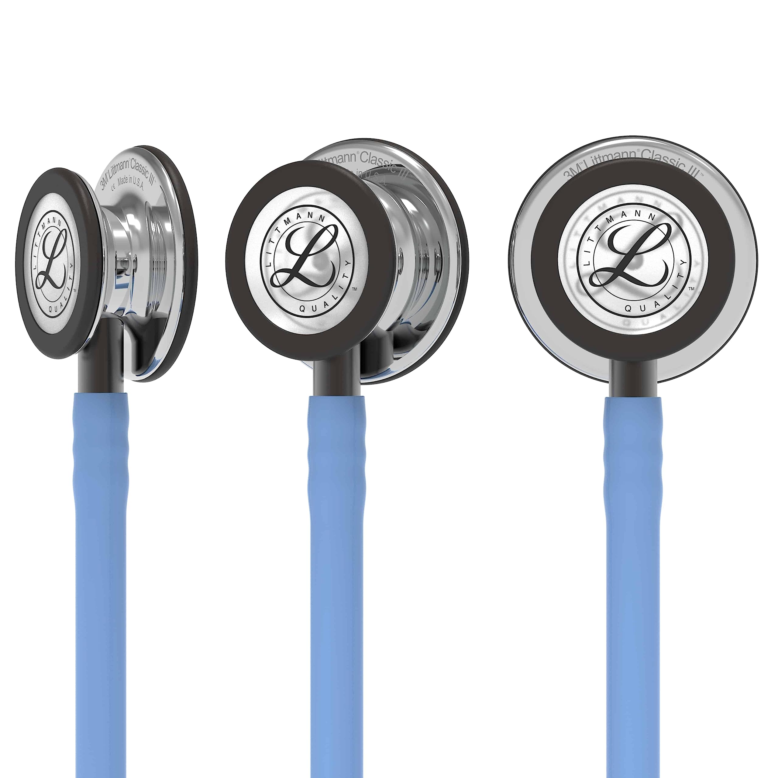 3M Littmann Classic III Estetoscopio con Grabado Gratuito y Linterna Pupilar de Regalo (Azul Cielo/Mirror Edition/Smoke Stem)