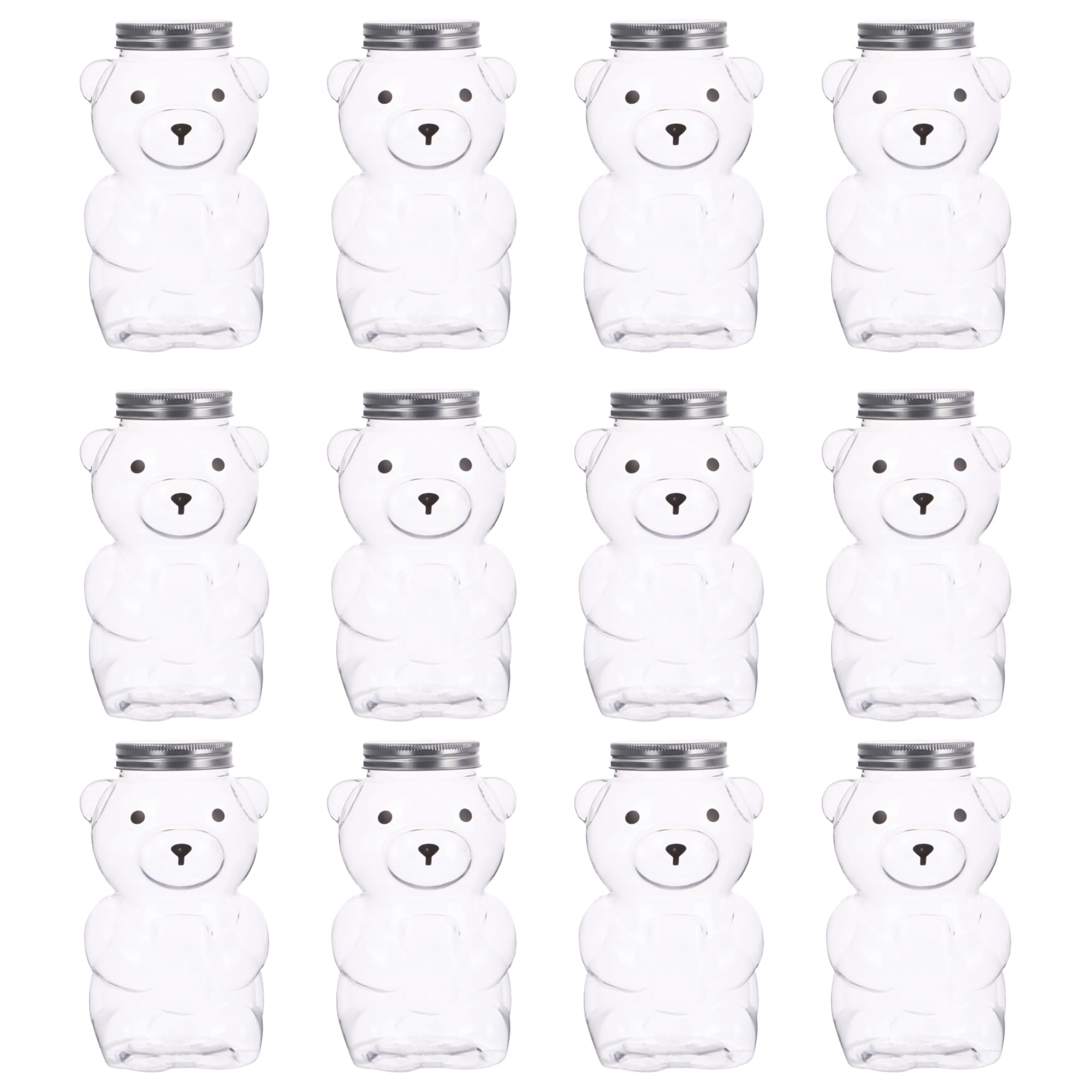Lassos Boutique Set of 12 Bear-Shaped Plastic Jar Empty Bear Bottle Large Capacity Candy Milk Tea Drinks Container for Making Candy Gifts DIY