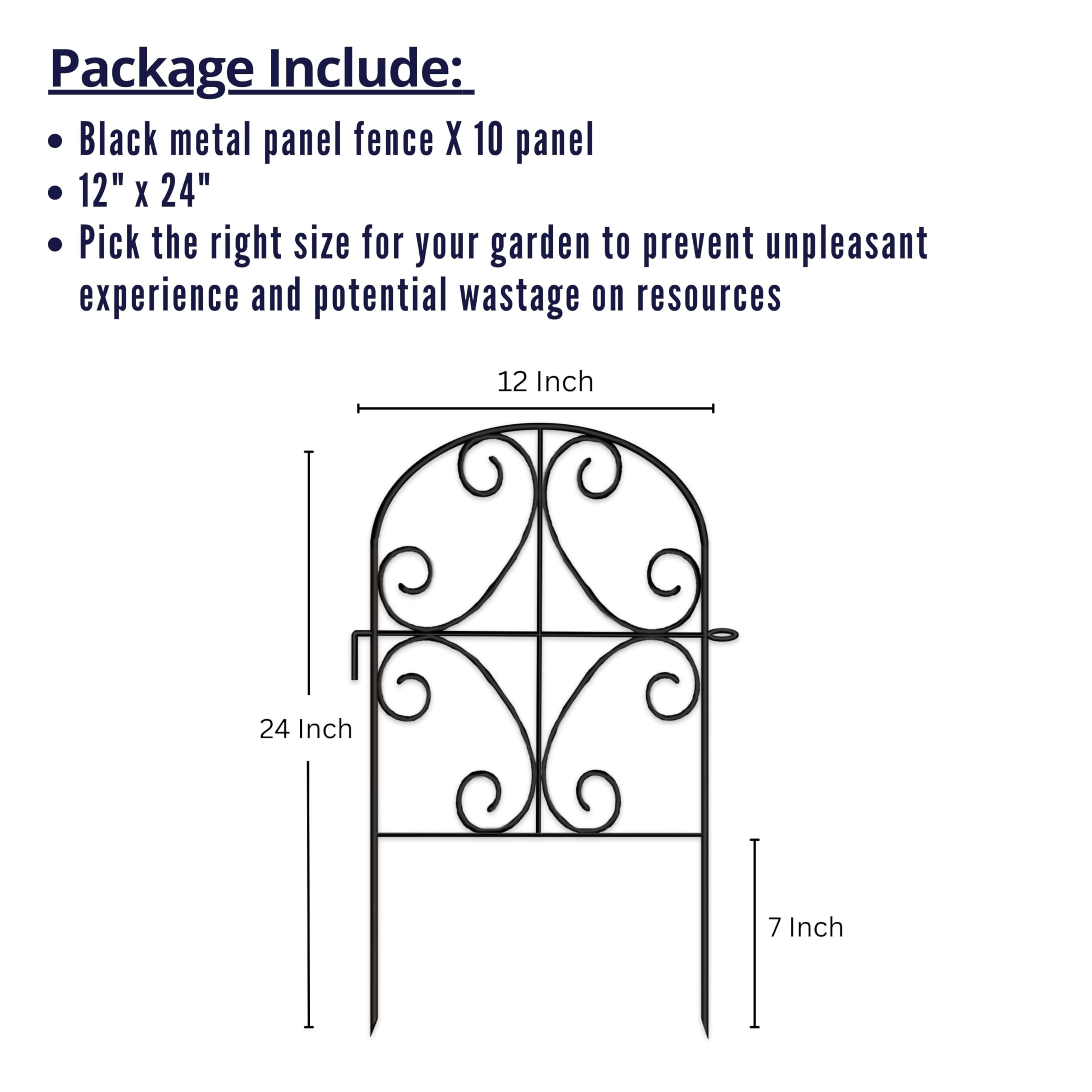 Thealyn Recinzione da giardino in metallo a 5 pannelli, 81 cm H x 60 cm W - 32 H x 24 W (5 pannelli) Barriera per animali in ferro antiruggine per recinzioni
