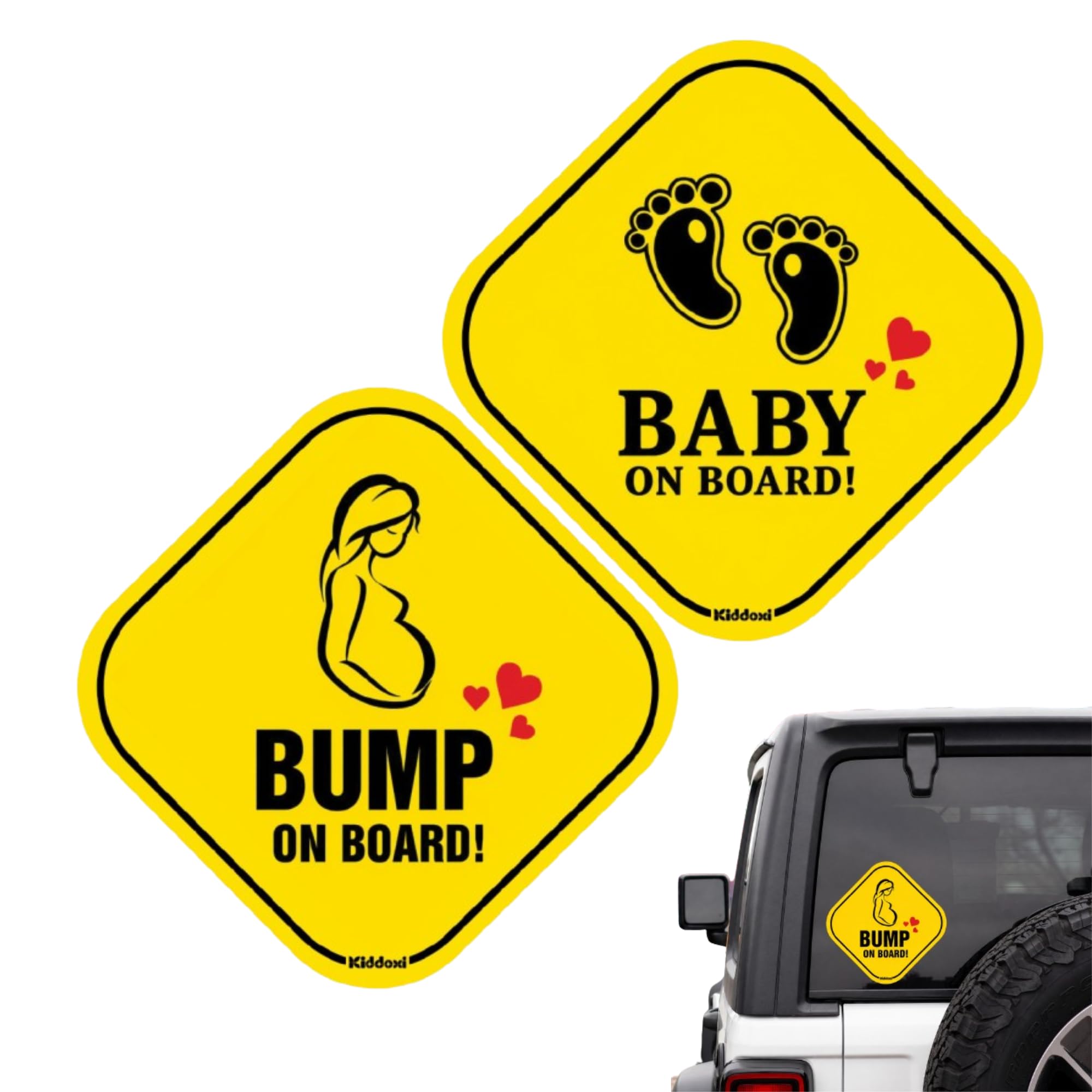 Baby on Board & Bump on Board Car Sign (Pack of 2) | Self-Adhesive Safety Stickers for Pregnancy & Newborn | High Visibility Rear Windshield Sign | Easy Apply & Remove-image-39