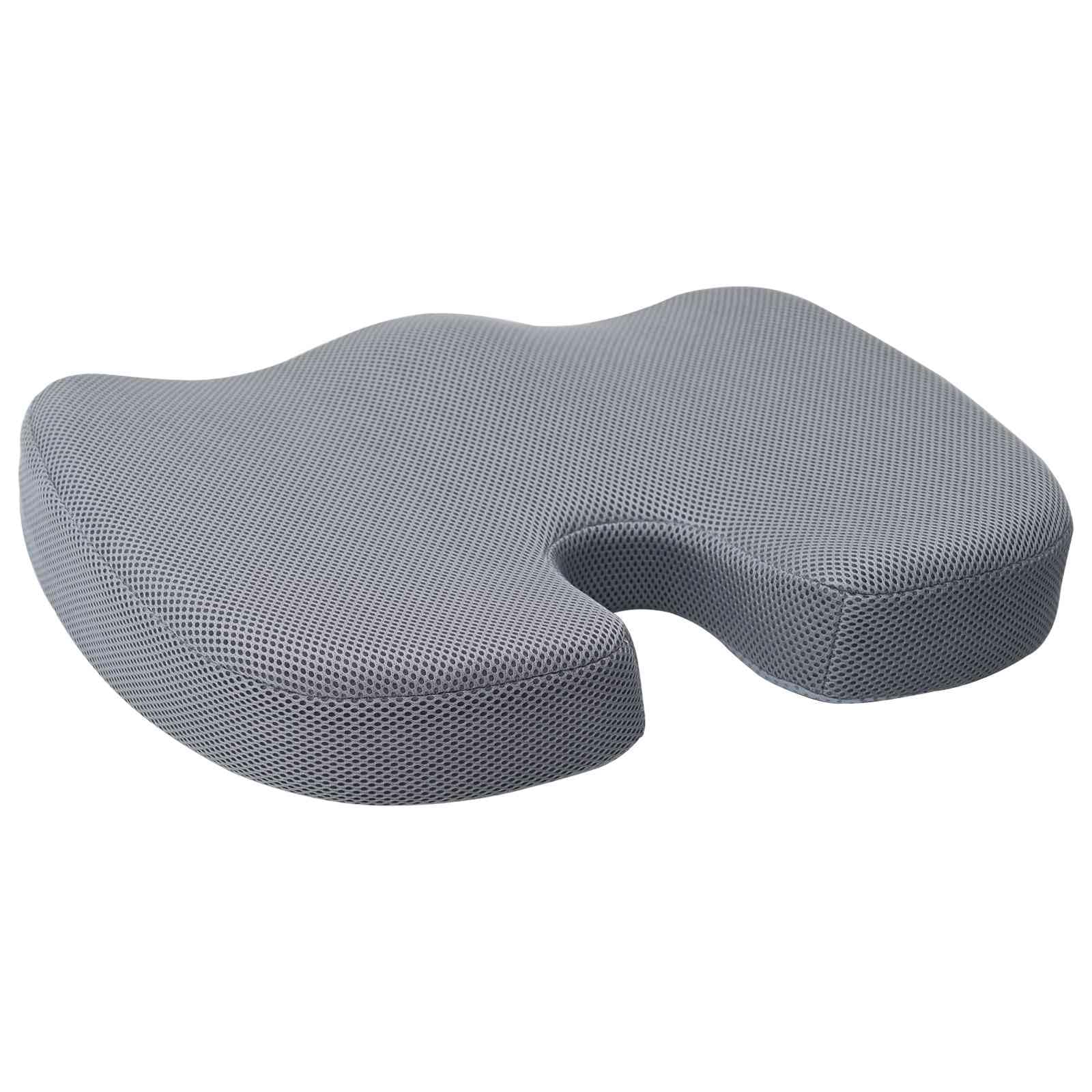 Cuscino per sedia in memory foam, grigio, 47 x 37 x 8 cm | Cuscino ergonomico per sedia per soggiorno e ufficio. Schiuma viscoelastica e rivestimento in rete lavabile.