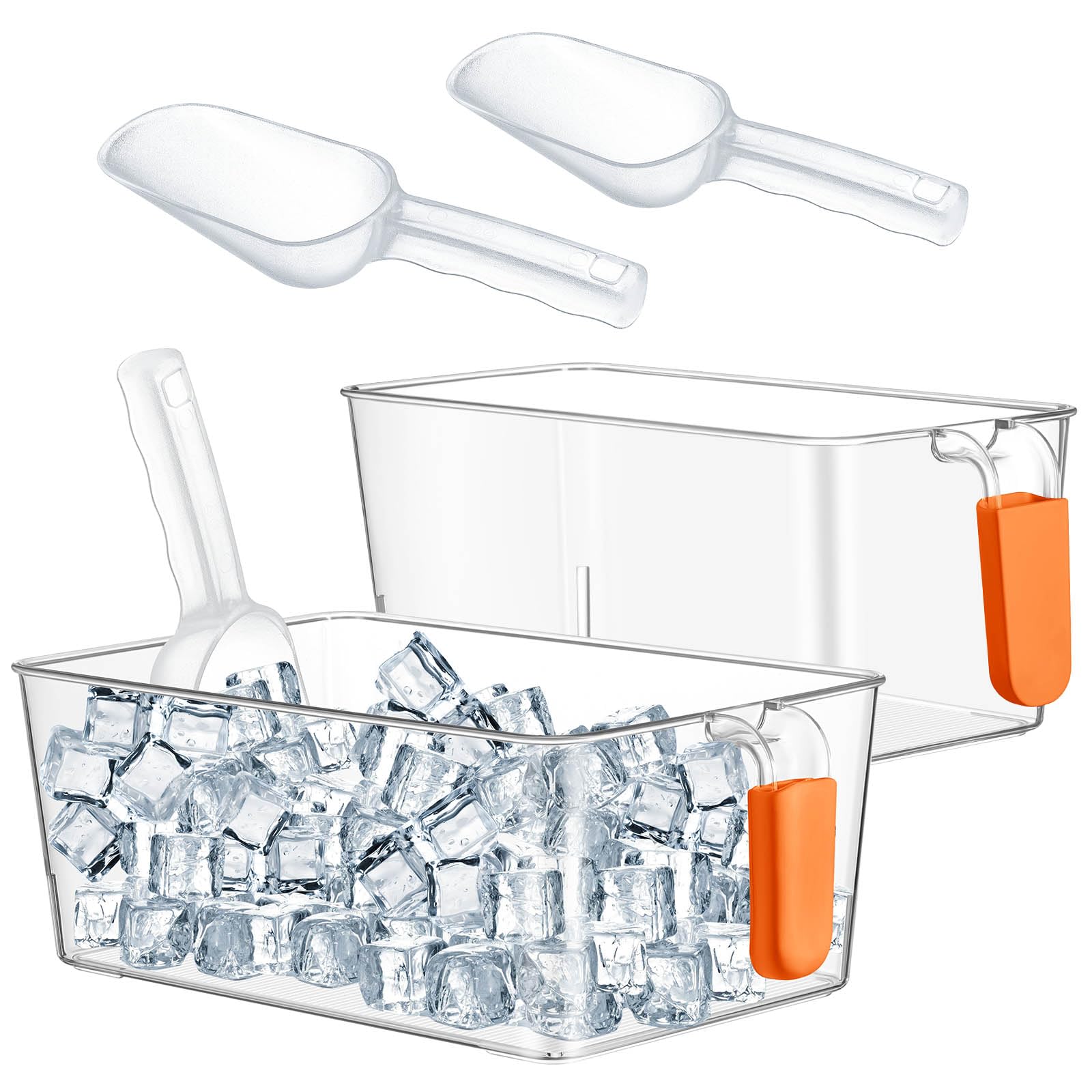 Havawish Ice Storage Bin and Flexible Scoop Set Plastic Freezer Bin