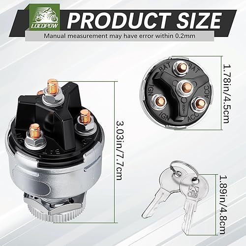 Miniatura 2 de LOCOPOW Interruptor de llave de encendido, interruptor de encendido universal de 4 posiciones, 12 V, apto para automóvil, carretilla elevadora,