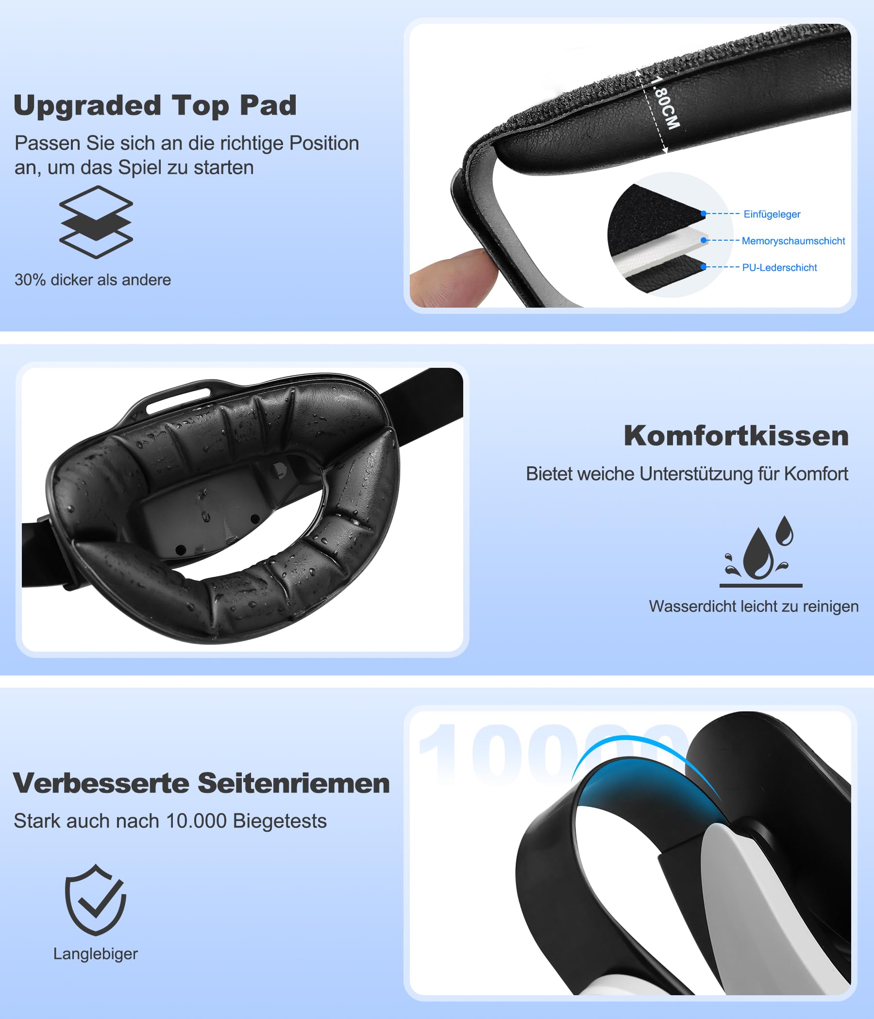 Headstrap für Meta Quest 3/3S/2, Leichtgewicht Einstecken Einstellung der Kopfgröße VR Headstrap kompatibel mit Quest 3/3S/ Quest 2, Stress im Gesicht reduzieren Unterstützung und Komfort