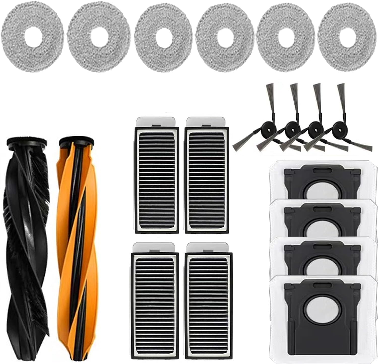 19 Packs Replacement Parts for Dreame X50 Ultra / X50 Master / L50 Pro Ultra Vacuum Cleaner, Replacement Parts Include 1 Main Brush,6 Mop Cloth,4 Hepa Filters,4 Side Brush,4 Dust Bag