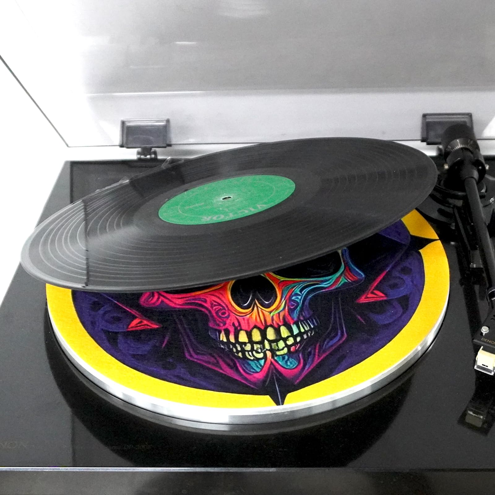 Plattenspieler-Matte, Vinyl-Slipmat, 30,5 cm, Schallplattenspieler, rutschfeste Matte für antistatische und verbesserte Klangqualität (gelb)