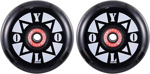 YOLO Ruedas para patines en línea (paquete de 2 con rodamientos, espaciadores y arandelas)  Uso en cuchillas de rodillo, RipStiks, equipaje,