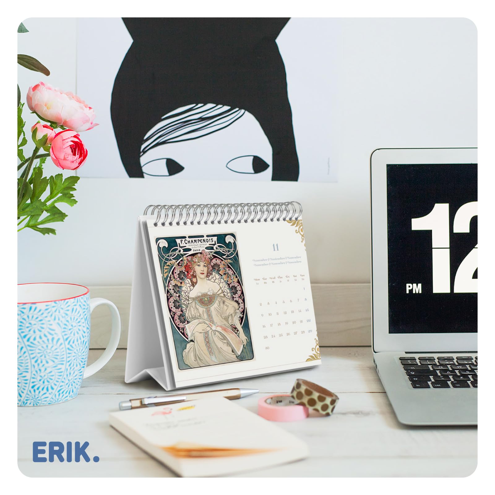 Grupo Erik Desk Calendar 2026 - Art Nouveau Calendar 2026 Month To View | Monthly Desk Planner, Desktop Gifts Under 10 Pounds | Art Gifts For Friends
