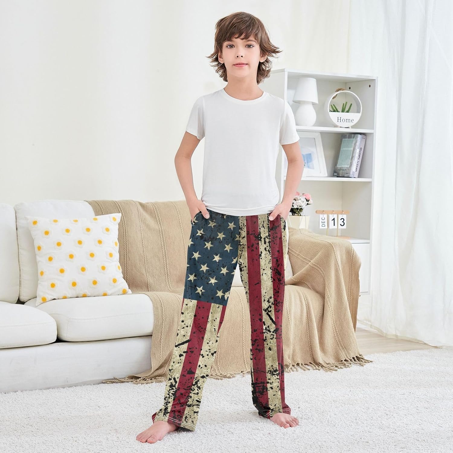 BGXW pajama pants Long Sleep Pants Soft Lounge Pj Bottoms with 2 Pockets 6-14 Years