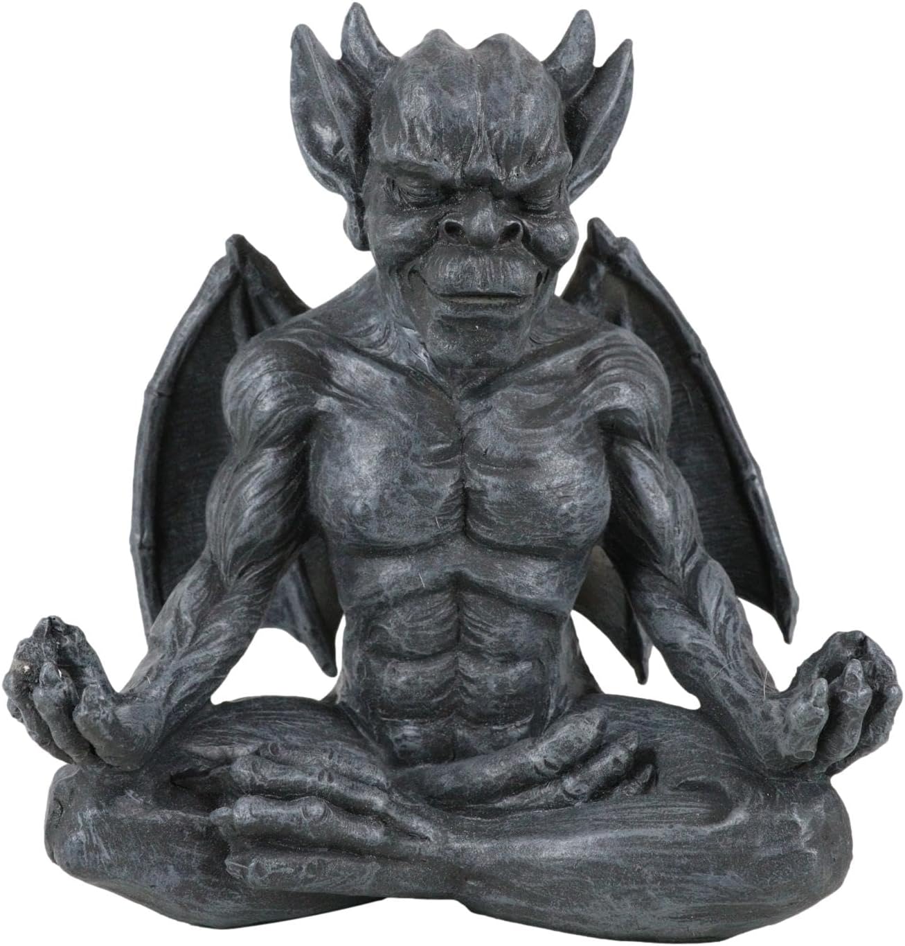 Ebros Horned Gargoyle with Wings in Yoga Meditation Figurine 6.25 Inch High Thinker Stoic Watchman As Talisman of Protection Renaissance Or Medieval Collectible