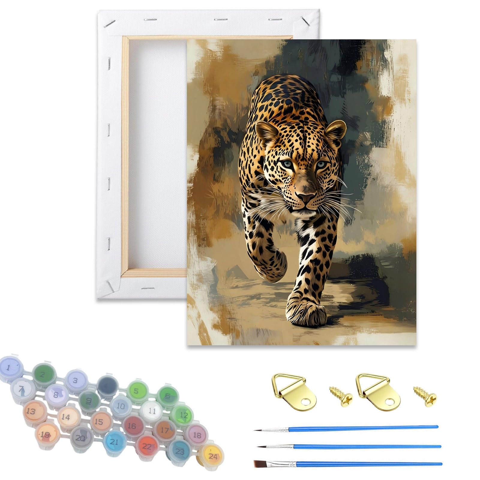 Xiangxujia Leopard Paint by Numbers Kit for Adults, Framed DIY Painting Kits on Canvas, Color by Numbers,Large Framed Adult Paint by Number for Gifts,Home Wall Decor