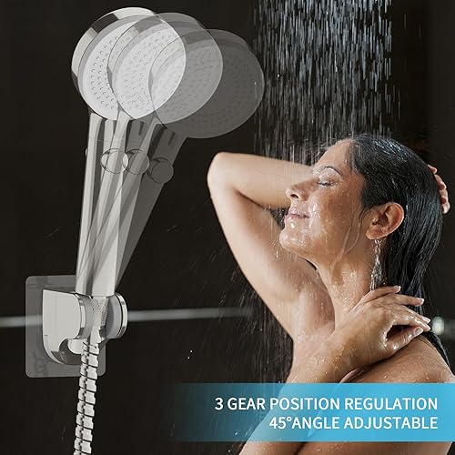 Miniatura 2 de Soporte para cabezal de ducha, soporte de pared y clip, soporte de mango impermeable (níquel cepillado)