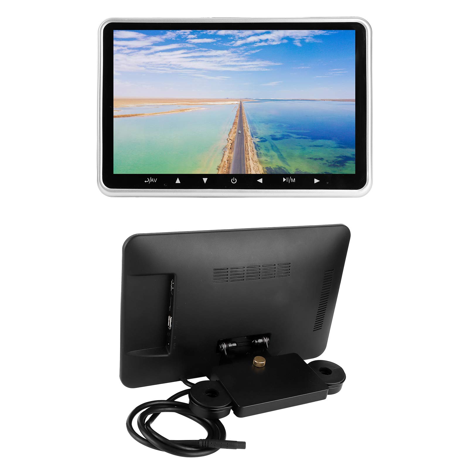 Qiilu Monitor de reposacabezas de Coche de 10.1 Pulgadas, Pantalla de Almohada de TV Ultrafina, Trasera, Montaje MP5 G9i581