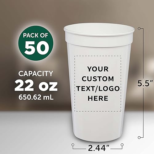 Miniatura 115 de DISCOUNT PROMOS Vasos de plástico personalizados para estadios, 22 onzas, juego de 10, paquete personalizado a granel, perfecto para cumpleaños