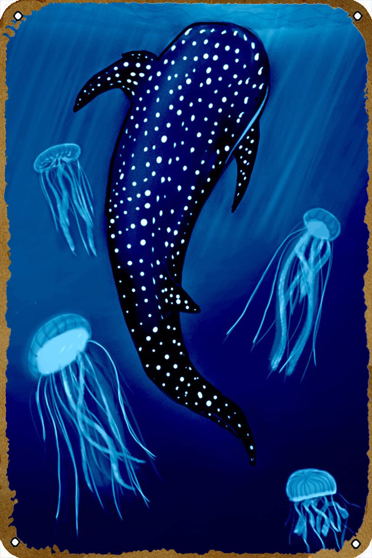 Whale Shark poster Retro tin Sign Wall Art Decor Metal Sign Decoration Sign 8x12 inch