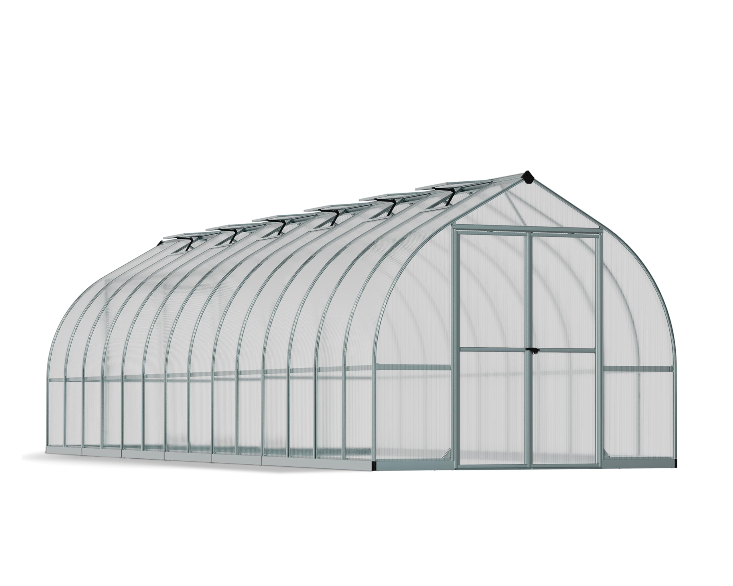 Canopia by Palram Bella Greenhouse Large 8 x 28 Greenhouse 244 x 843 cm Aluminium Silver Tomato House Polycarbonate Panels UV-Resistant