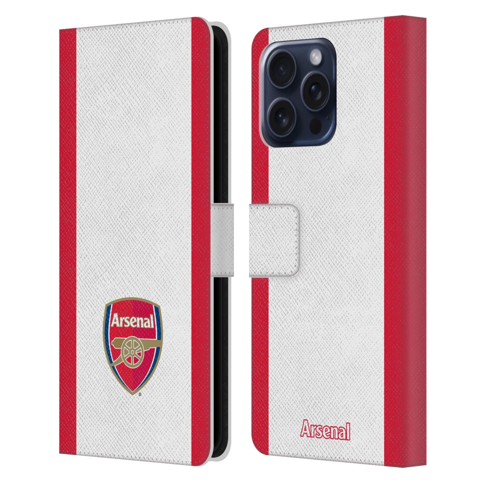 Head Case Designs Officially Licensed Arsenal FC Stripes 2 Crest 2 Leather Wallet Case Compatible With Apple iPhone 16 Pro Max โ image 1