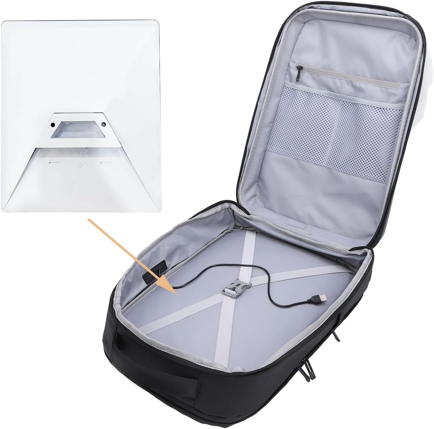 Mini Travel Bag, Backpack with Combination Lock, Satellite Outdoor Carrying Case, Dish Accessories Storage Bag for Cables, Power Supply