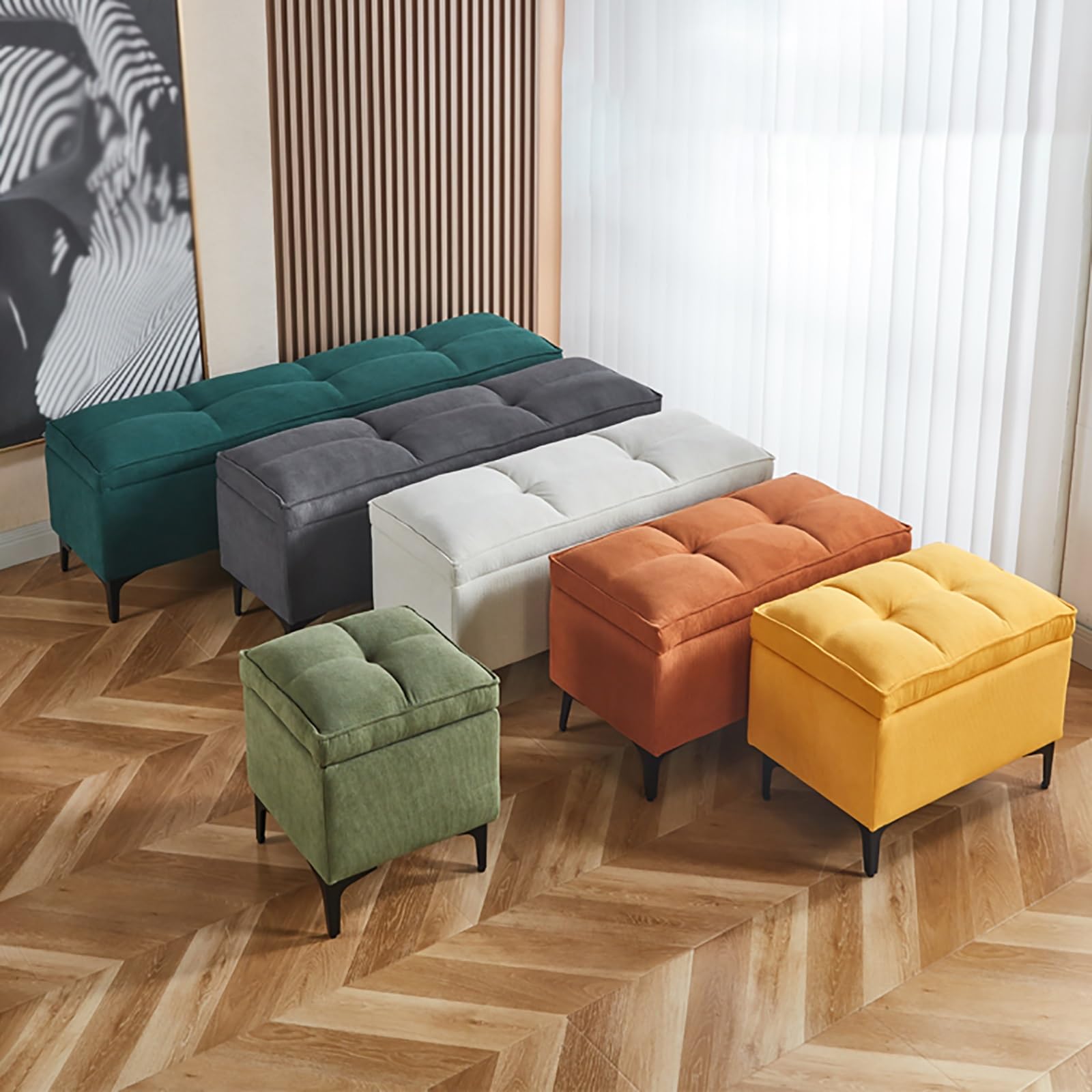 Bancos de Almacenamiento de Pana, Banco de Entrada, Puff Almacenaje al Pie de la Cama, para Dormitorio, Guardarropa y Sala de Estar(Gray,47.2in/120cm)