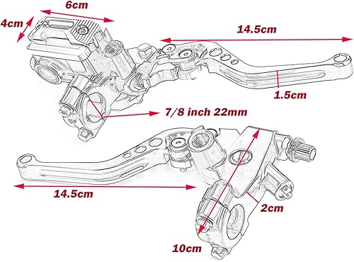 Miniatura 5 de Lisyline - Palancas universales de freno y embrague de manubrio de motocicleta 78 pulgadas 22mm izquierda y derecha para Honda Kawasaki Suzuki Yamaha