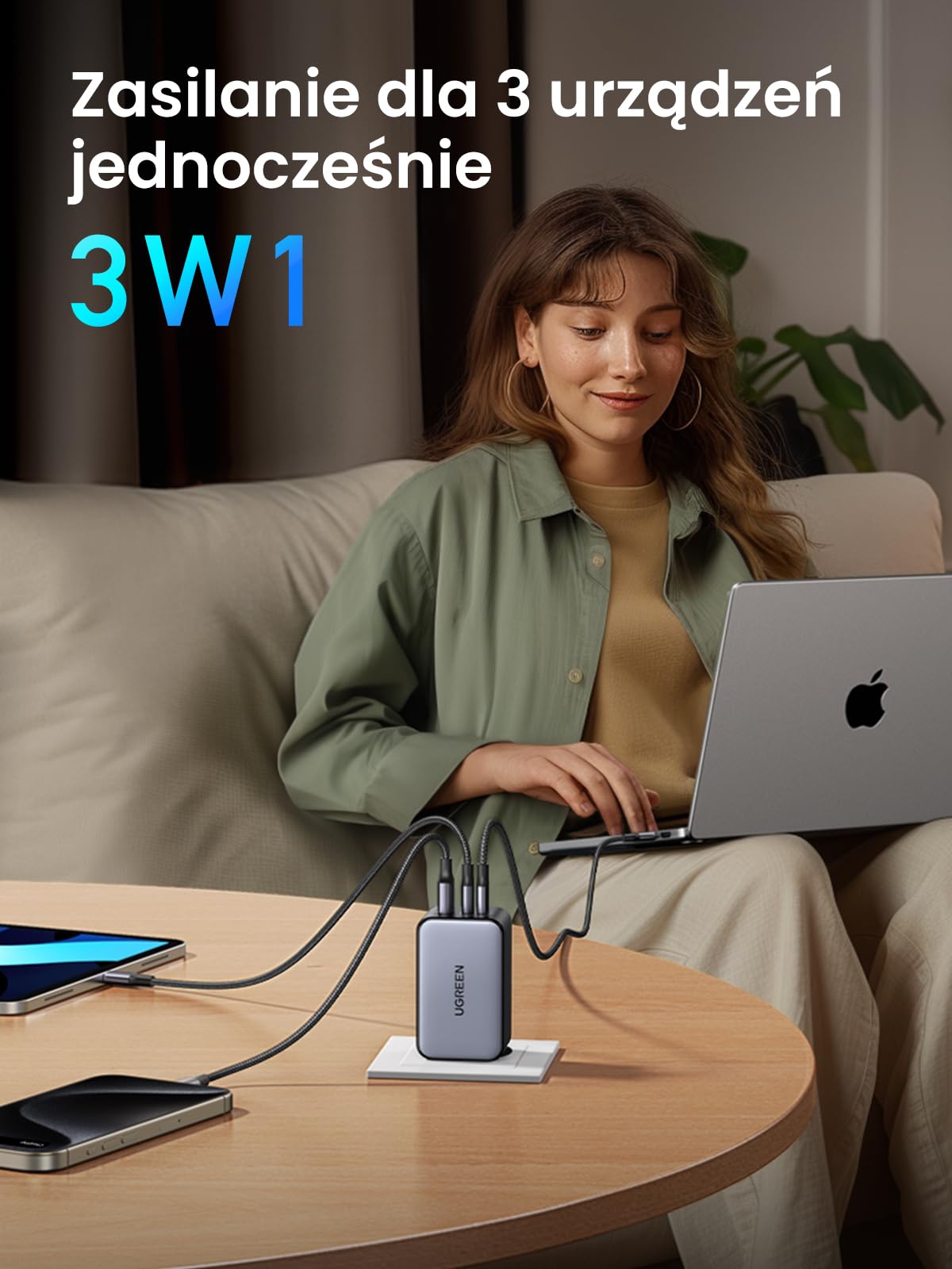 MiniUGREEN Nexode Ładowarka 100 W USB-C, ładowarka GaN, 3 porty, ładowarka PPS | 3 porty PPS 45 W Kompatybilne z iPhone 17 Pro Max Air 16 15 Galaxy S26 25 24 Pixel 10 Pro iPad MacBook M5 M4 Steam Deck