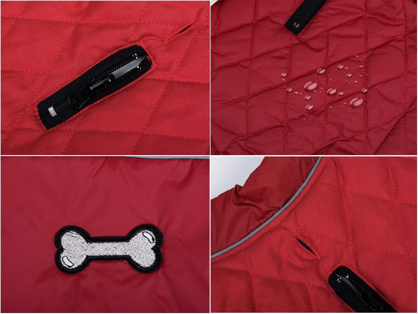 Geyecete dog coats waterproof with harness hole - Windproof Snowsuit puppy coats for small dogs Dog Clothes Outfit Vest Pets-Red-XL - Image 5