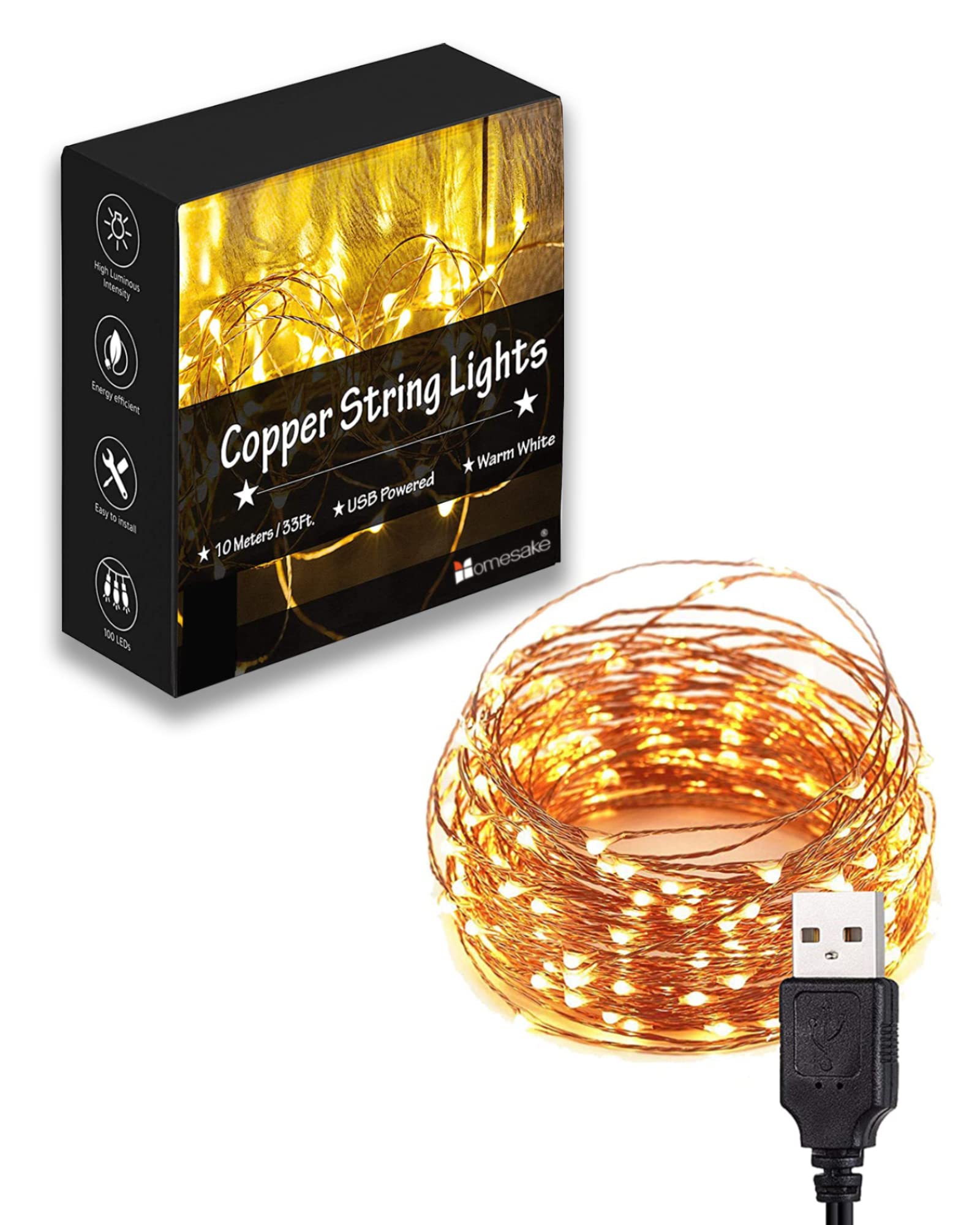 Homesake 100 LED Fairy Lights for Room Decoration USB Powered String Lights for Home Decoration,Diwali Decoration for Home,Diwali Decor Items, Rice Lights for Decoration, Warm White (10 M)-image-9