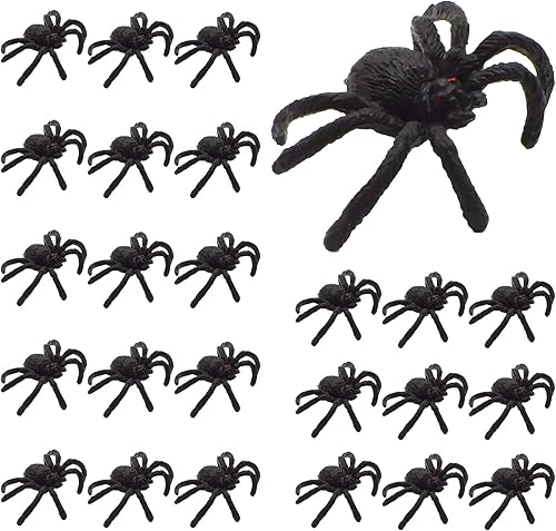 Juguete de araña  Broma de arañas de plástico  Juguetes pequeños  Arañas falsas para fiesta de Halloween (paquete de 24)