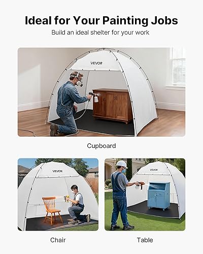 Miniatura 51 de VEVOR Cabina de pintura portátil, tienda de campaña de pintura en aerosol más grande de 10 x 7 x 6 pies con pantalla integrada de piso y malla