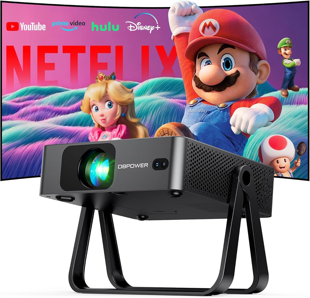 [Ultra-Slim 1.97"| Netflix Licensed | AI Auto Focus | 360° Stand] Smart Mini Projector with WiFi 6 & Bluetooth, Built-in Netflix/YouTube/Disney+/Hulu, DBPOWER N5 Movie Projector for Bedroom (Black) : Electronics