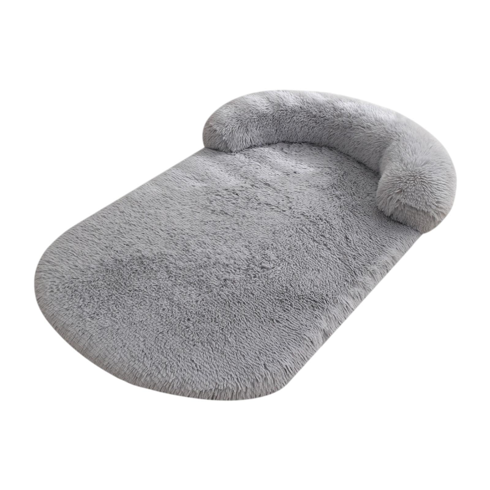 Tapis pour chien gris clair en peluche et mousse lavable pour le couchage des animaux