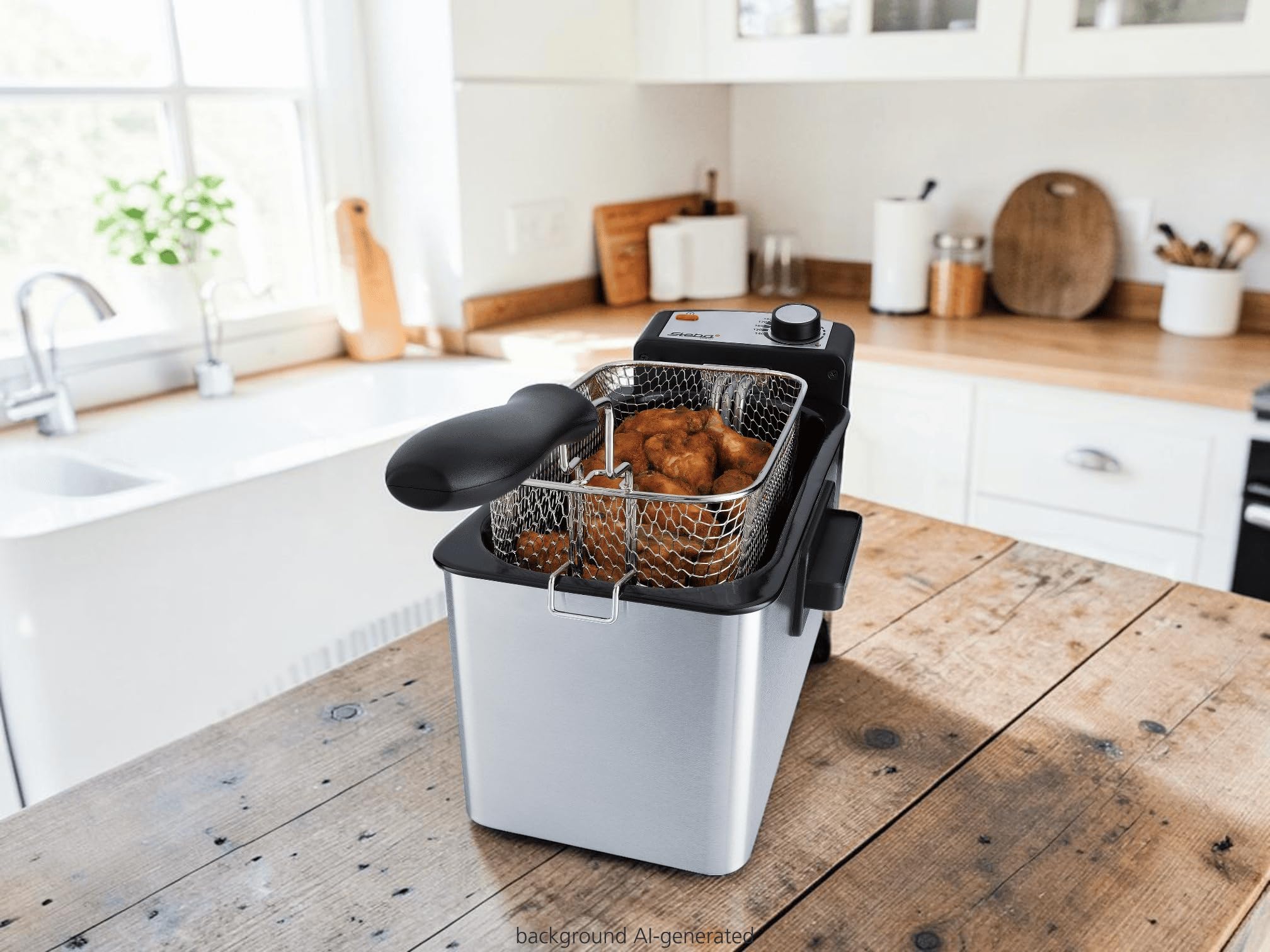Steba DF 180 Edelstahl Fritteuse, Metallic | Profi-Heizsystem, 3 L