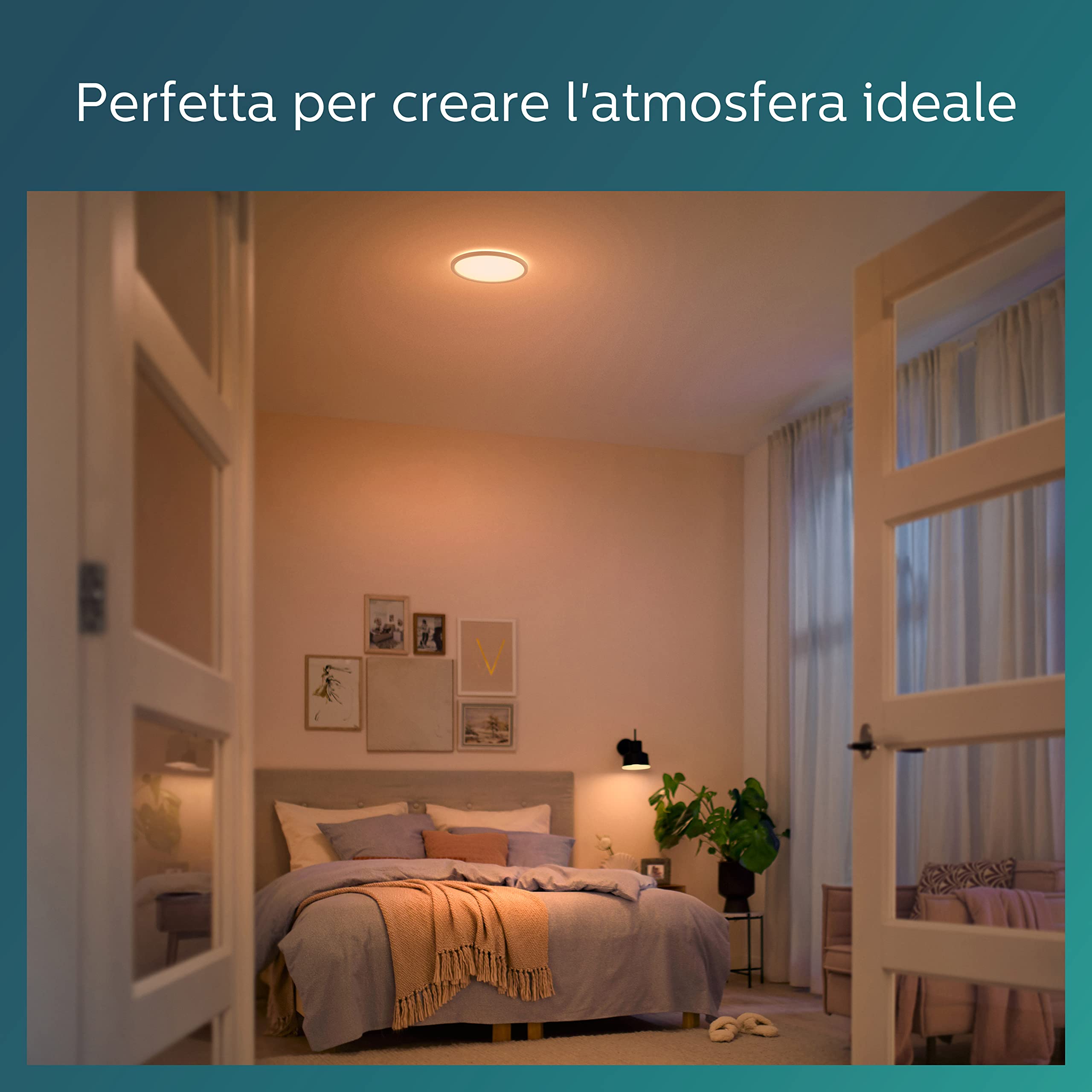 Philips LED Lampada da Soffitto Superslim, Equivalente a 18W, Luce Bianca Calda, IP44, Non Dimmerabile, Bianco