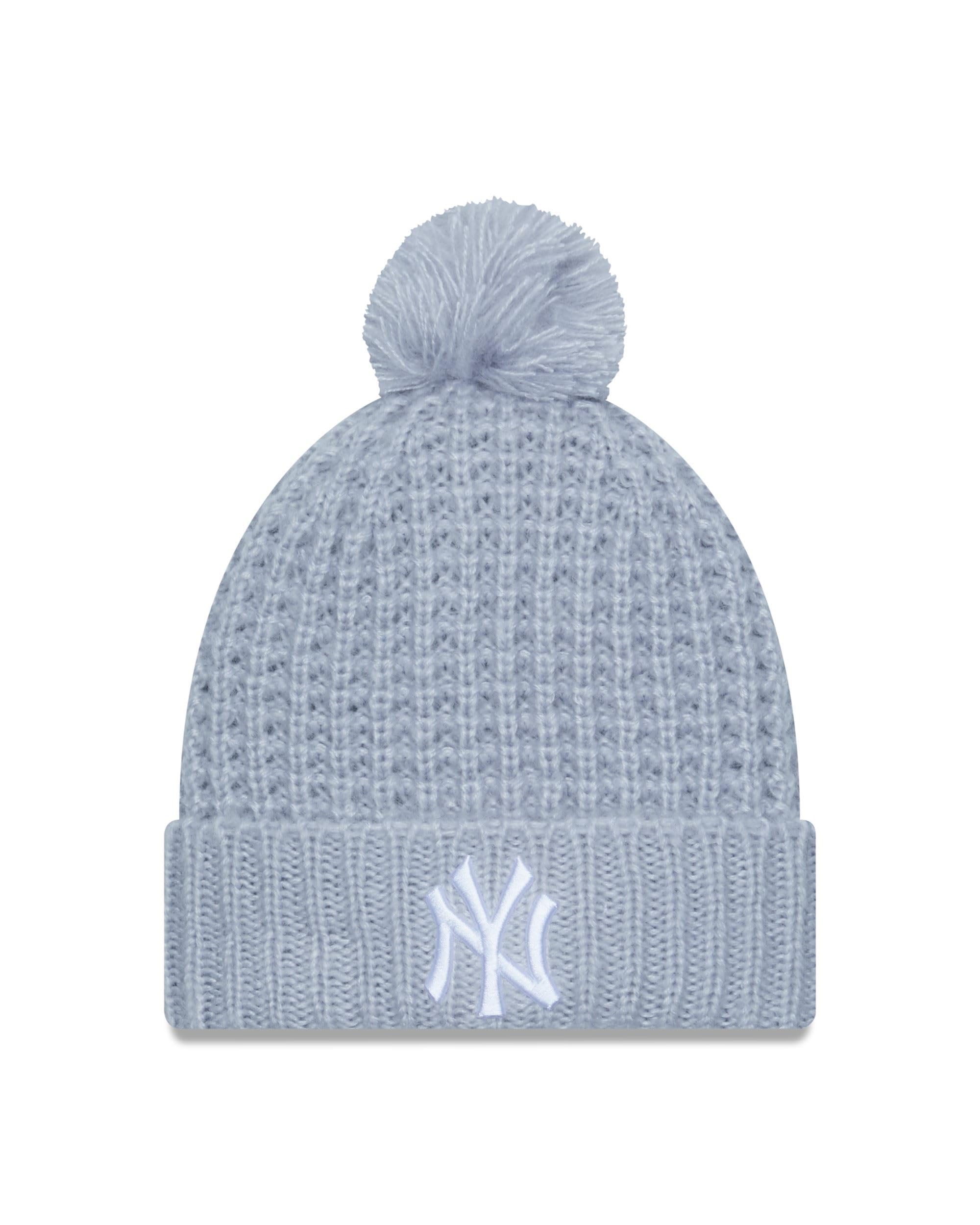 New Era Cosy Pom Beanie Baseball MLB New York Yankees Grau Damen Mädchen Winter Bommelmütze - One-Size