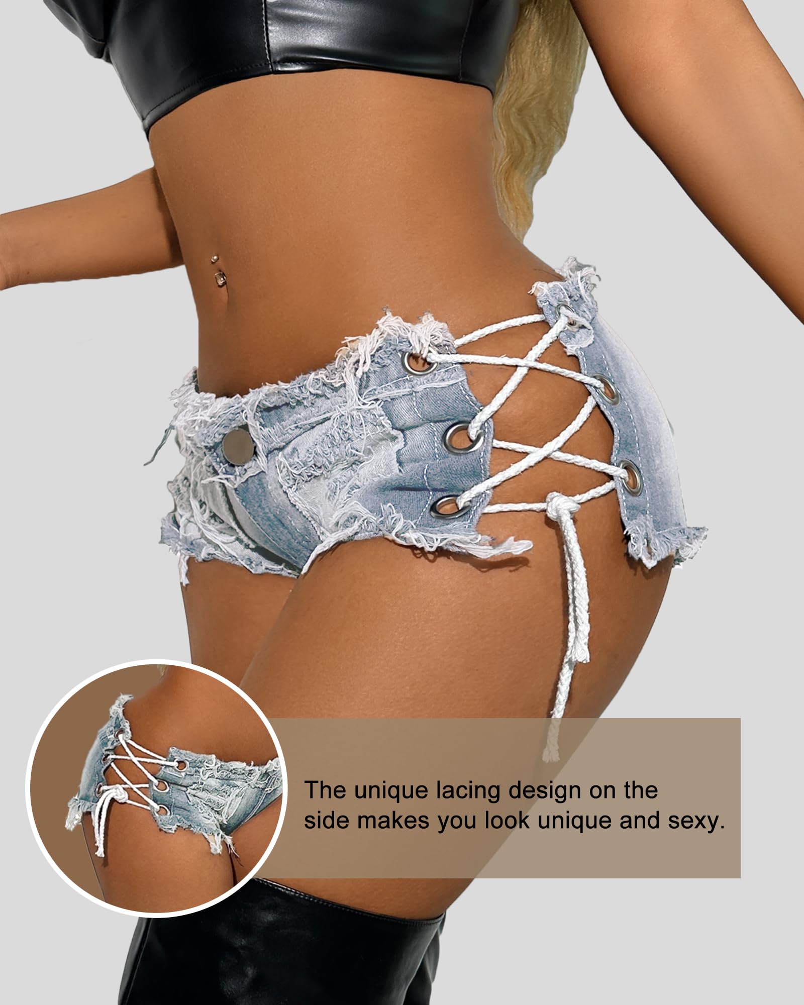 Mini Jean Shorts Cut Off Sexy Jean Shorts Micro Shorts Sexy Short Shorts for Women Lingerie Denim Shorts Hot Pants: Small Light Blue