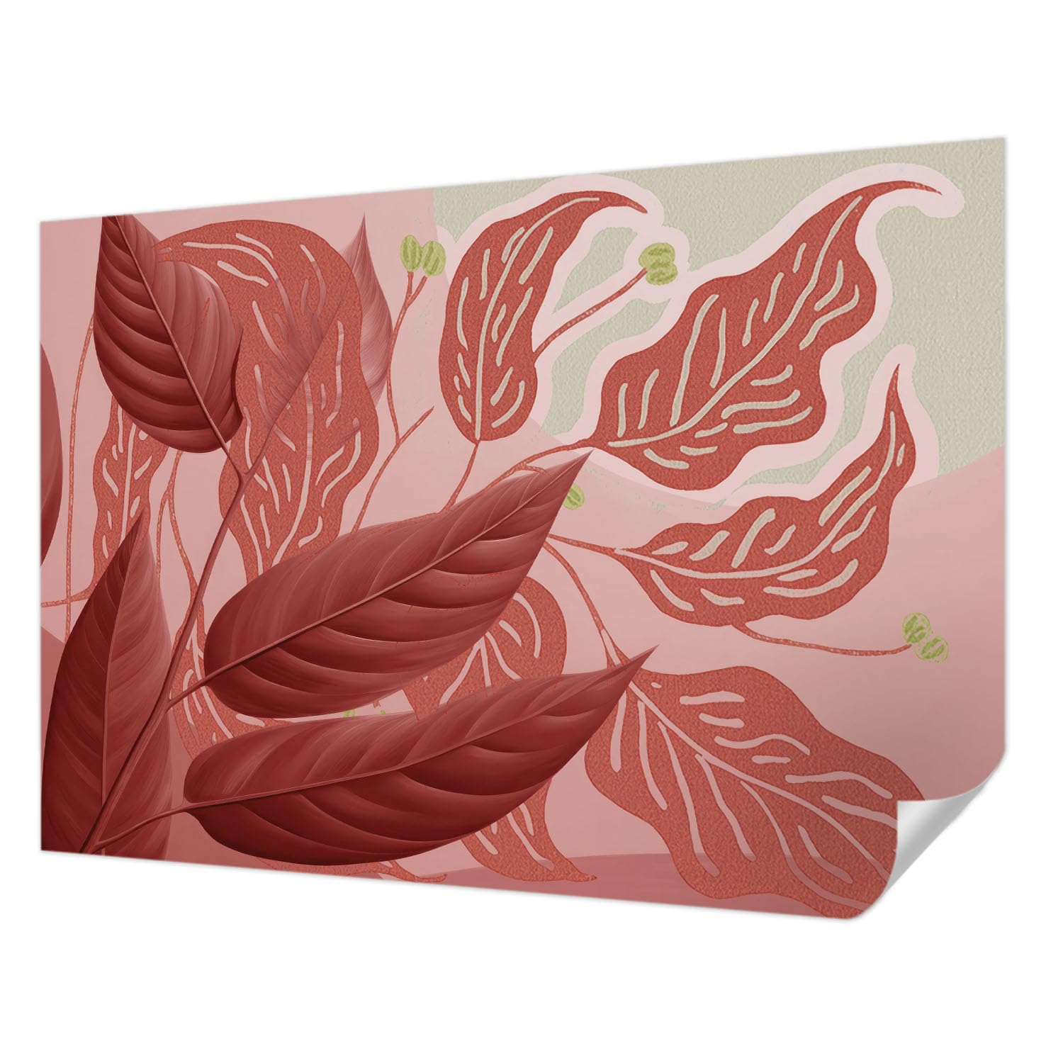 Papier peint adhésif chambre salon Tulup 208x146 motif feuilles biologiques panoramique