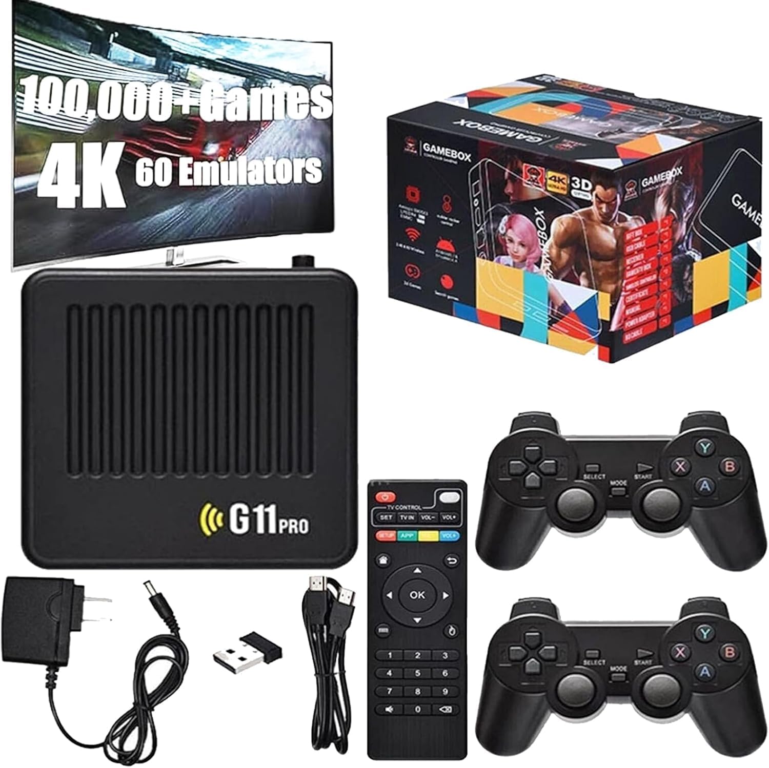 All8bit G11 Pro 100,000 juegos, todas las consolas G-11 Pro de 8 bits, juego G-11 Pro para caja, juego retro 4k Stick Pro, 2.4G juegos clásicos,