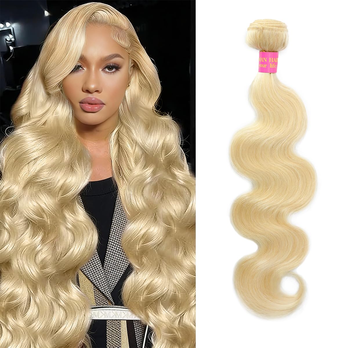 613 Bundles Human Hair 18Inch Blonde Bundles Human Hair 100% Unprocessed 14A Grade Brazilian Virgin Raw Weave hair 613 Body Wave Bundle Human Hair Extensions for Women
