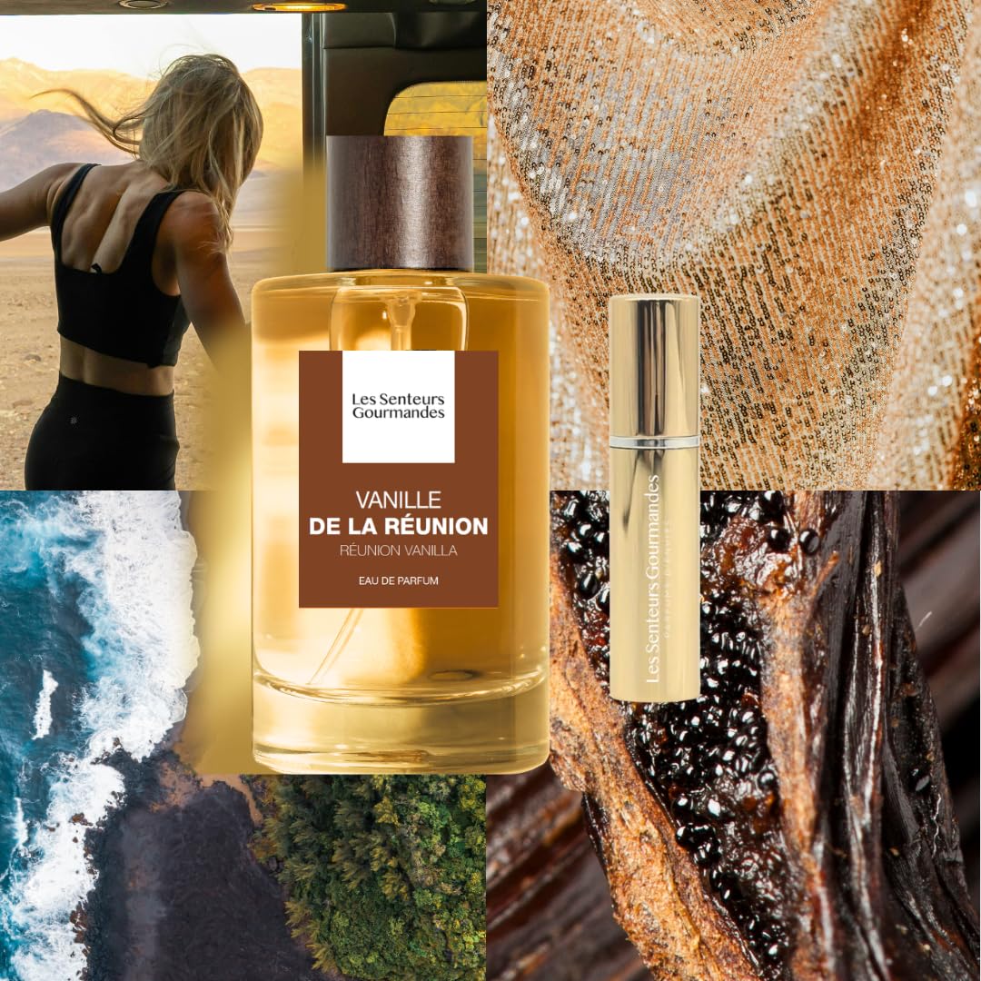Les Senteurs Gourmandes - Cofanetto Vaniglia della Reunion - Eau de Parfum Femme 100 ml e Vaporizzatore de sac - Note Bergamotto Fiore di Mandorla e Vaniglia - 86% di origine naturale - Made in France
