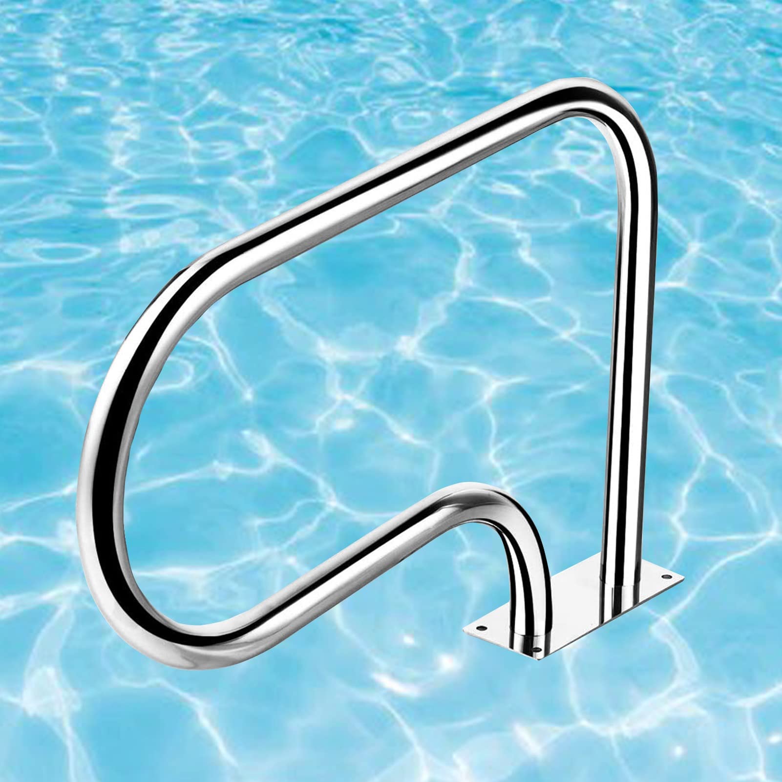 4 Bend Swimming Pool Stair Rail, 29.5x22.4 Pool Handrail with Nylon Handle Cover, 304 Stainless Steel Easy Mount Pool Hand Grab Rail with Base Plate (Size : 1.5MM)