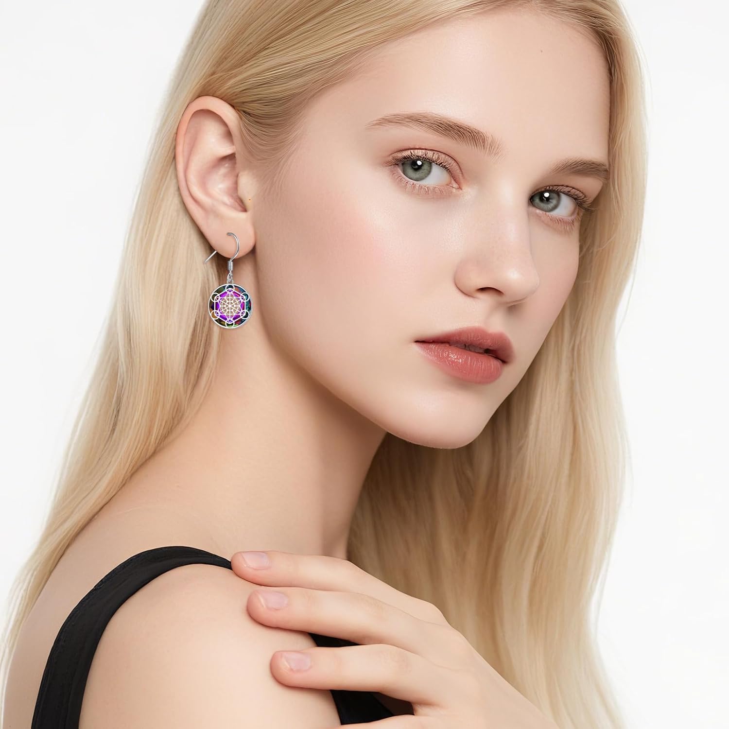 Alphm Metatron Cube Earrings for Women 925 Sterling Sliver Sacred Geometry Earrings with Austrian Crystal Sacred Geometry Jewelry Present - Image 3