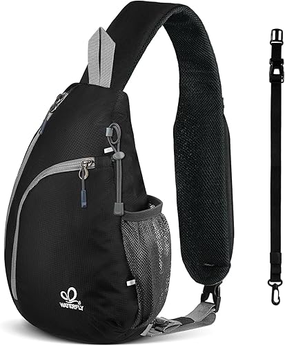 WATERFLY - Bolso cruzado tipo bandolera pequeño, mochila resistente al agua, ligera, para hombro y pecho, mochila de día para hombres y mujeres,