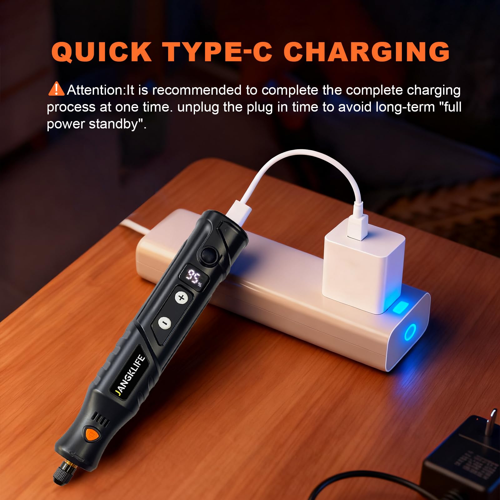 Kit di utensili rotanti senza fili con 63 accessori, 3,7 V, regolazione a 5 velocità, luce LED, display digitale, adatto per incisione, levigatura, levigatura, lucidatura, intaglio, incisione e