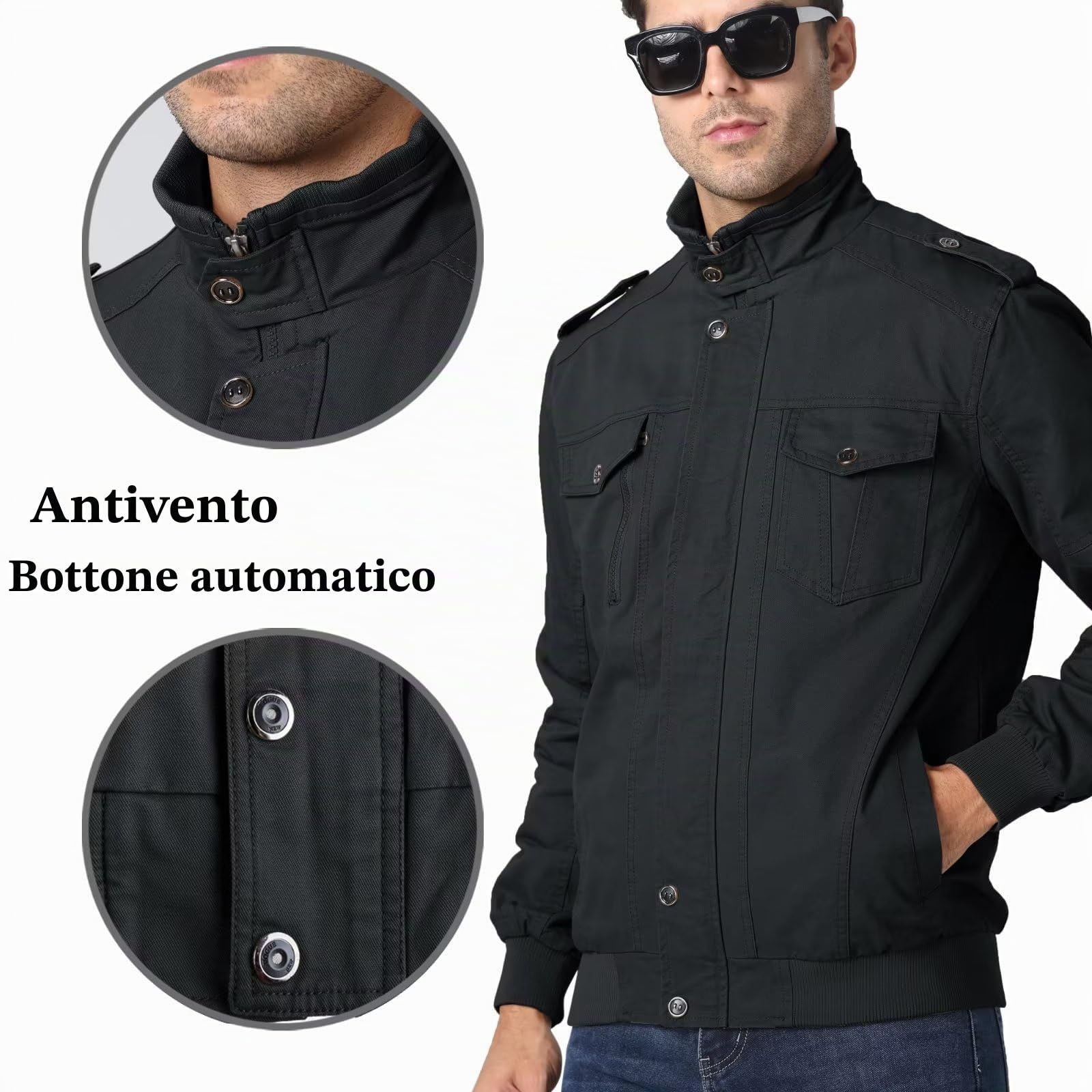 KEFITEVD Uomo Inverno Casual Giacca Cotone Giacca Uomo Bomber Mimetica Militare Tattica Cargo Giacca a Maniche Lunghe
