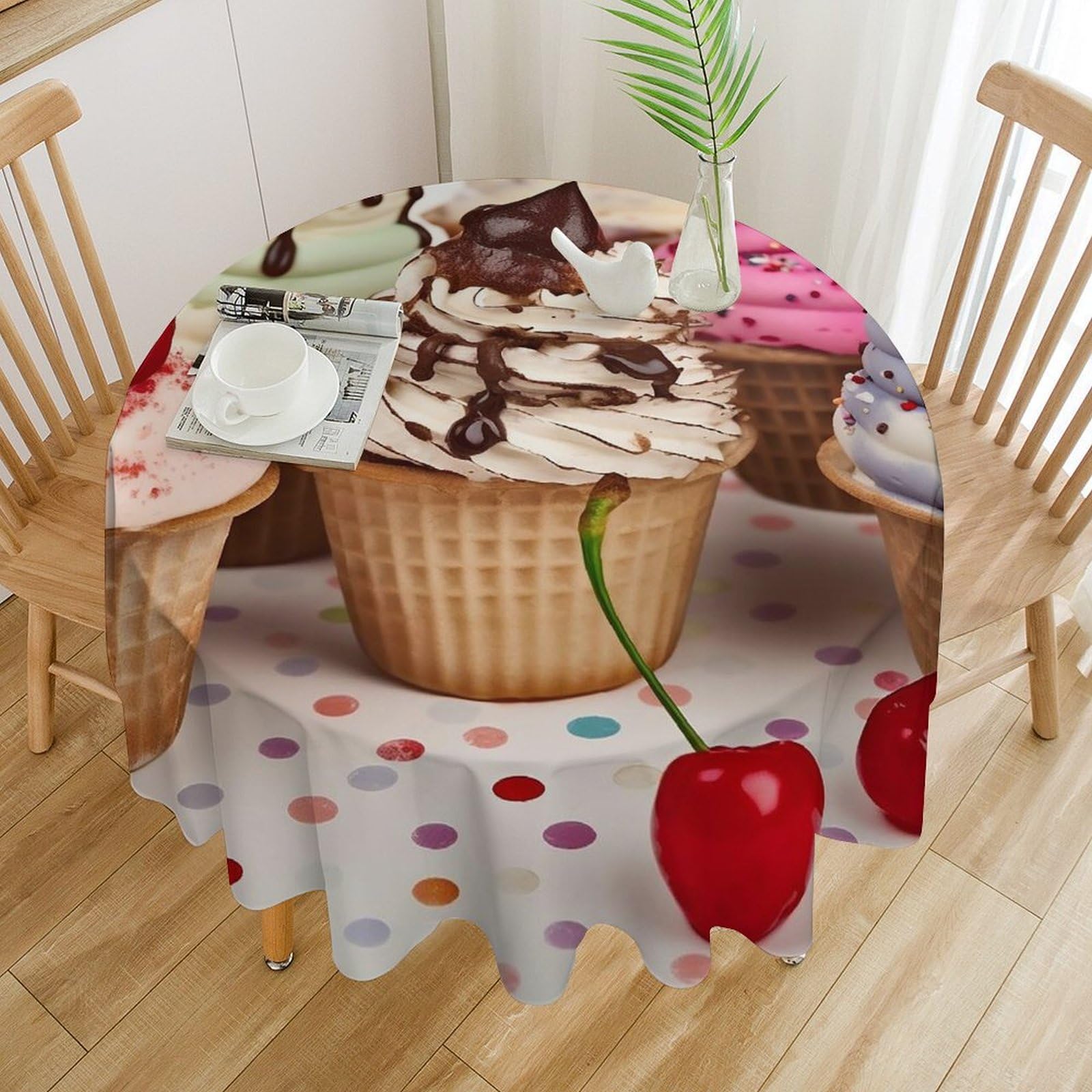 Nappe ronde imperméable anti-tache 177 cm pour salle à manger et mariage