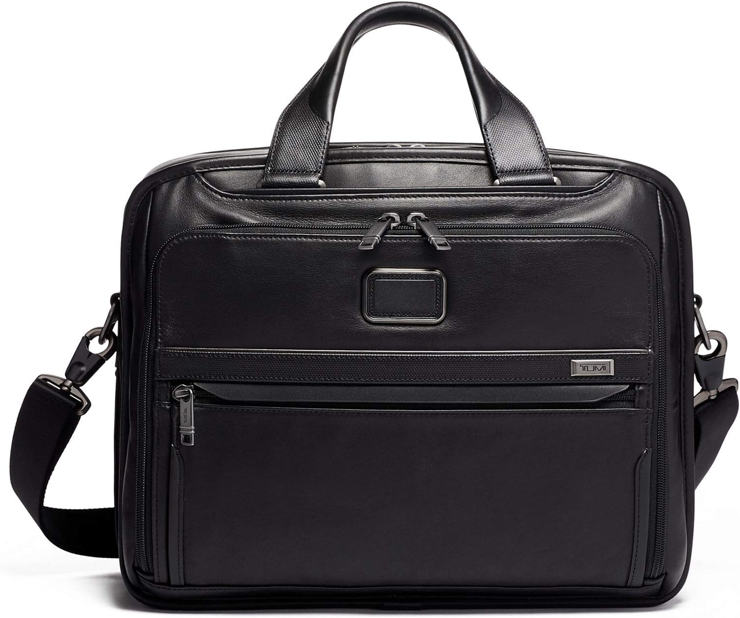 TUMI - Alpha 3 Organizer Leather Laptop Brief Briefcase - 15 Inch Computer Bag for Men and Women - Black