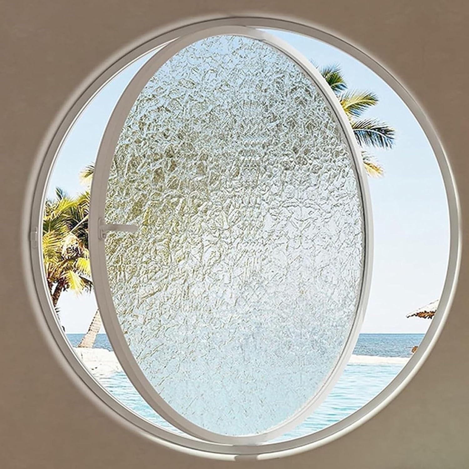 Flush Mount Shed Window, 360° Rotatable Round Tempered Glass Shed Window, Aluminum Ventilation Windows with Handles, for Bathroom, Bedroom, Living Room(White-B,90cm/35.4)